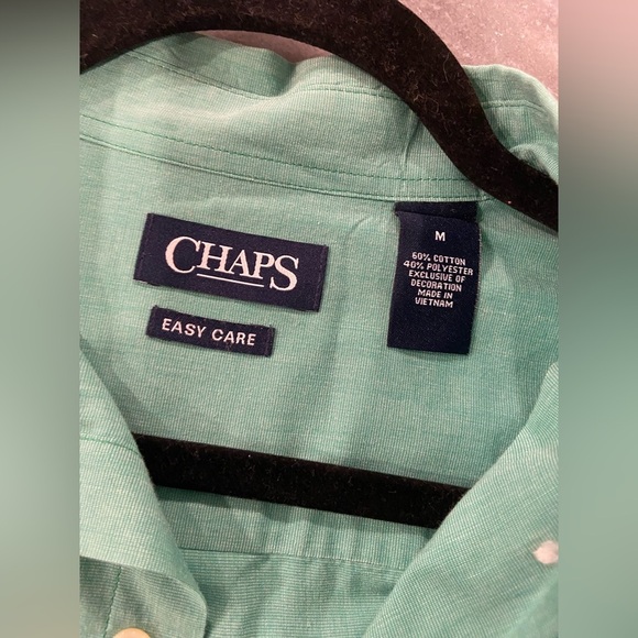 Chaps Mens size M Kelly Green Easy Care Long Sleeve Button Down Shirt Logo - Picture 11 of 11